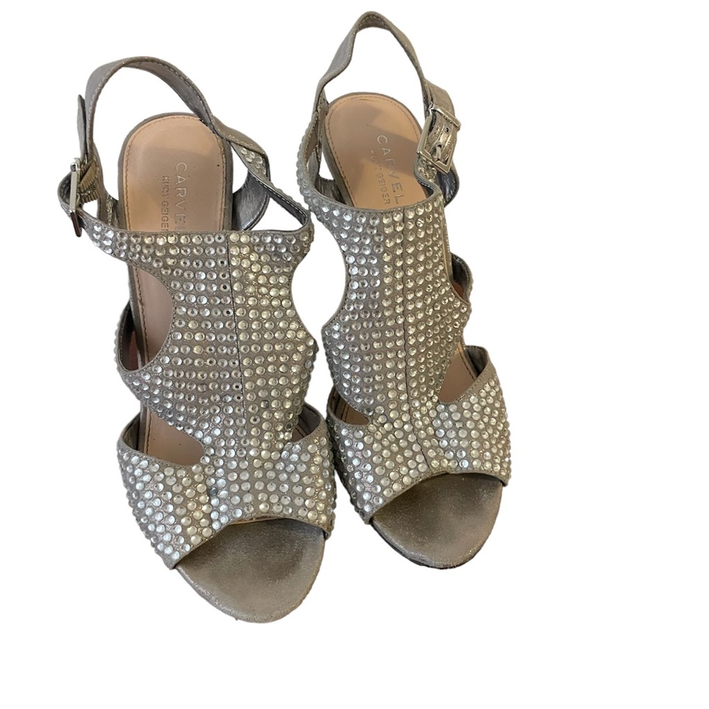 Carvela - Kurt Geiger - silver/ crystal studded evening sandal. size 39